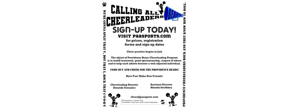 PAA Summer Cheer Signups Now Starting!
