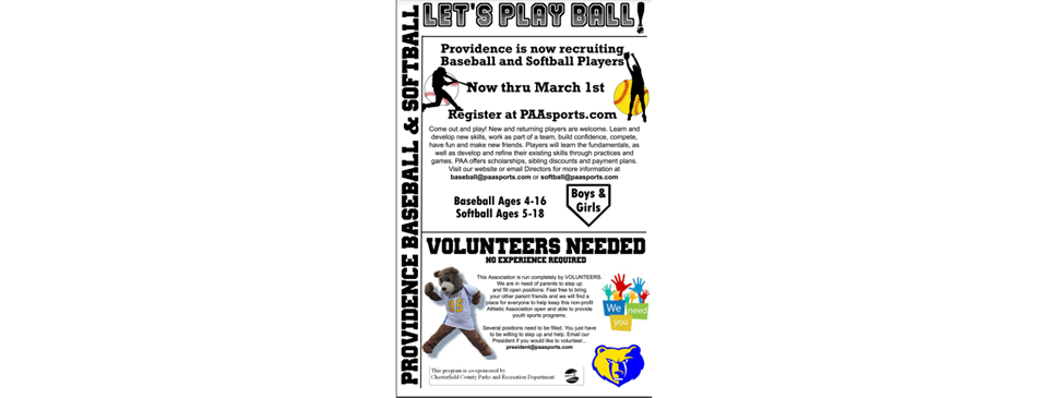 PAA Baseball & Softball Signups!!