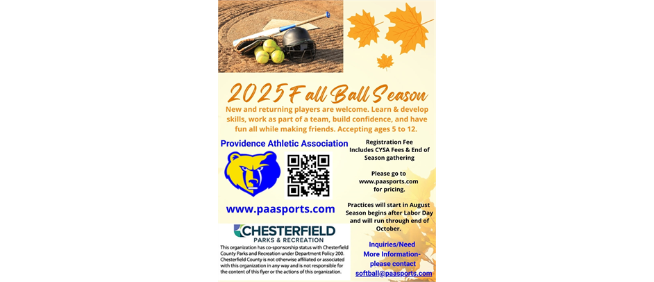 2025 PAA Fall Softball Registration starting soon!